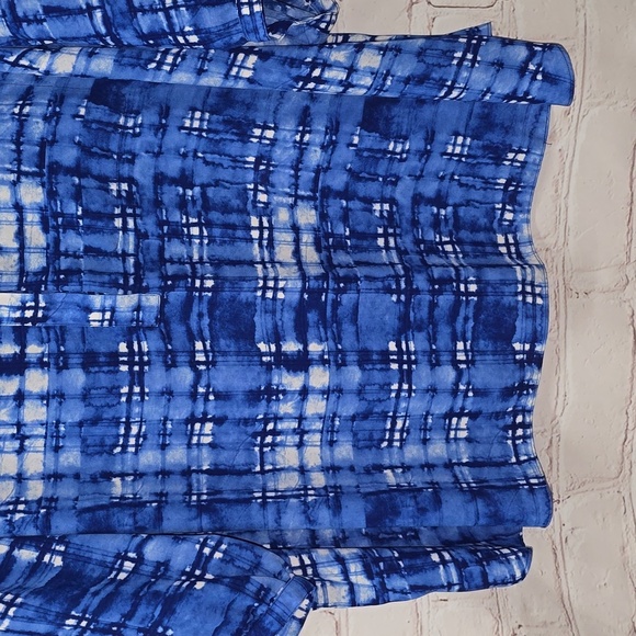 NYDJ Blue/White Watercolor Button 3/4 Sleeve Flowy Blouse Boho Chiffon Size 3x - Picture 6 of 16